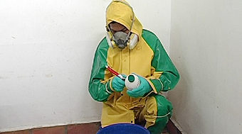 Chemical suit and punctioning chemical bottles